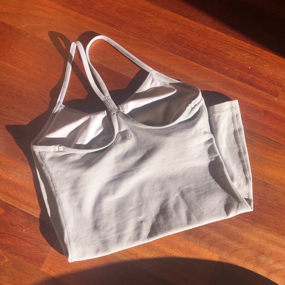 Grey and white Lululemon tank